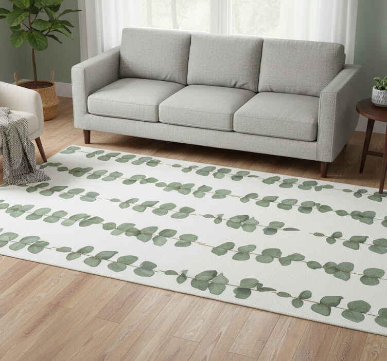 Tapis vinyle fleurs et plantes feuilles d'eucalyptus - TenStickers