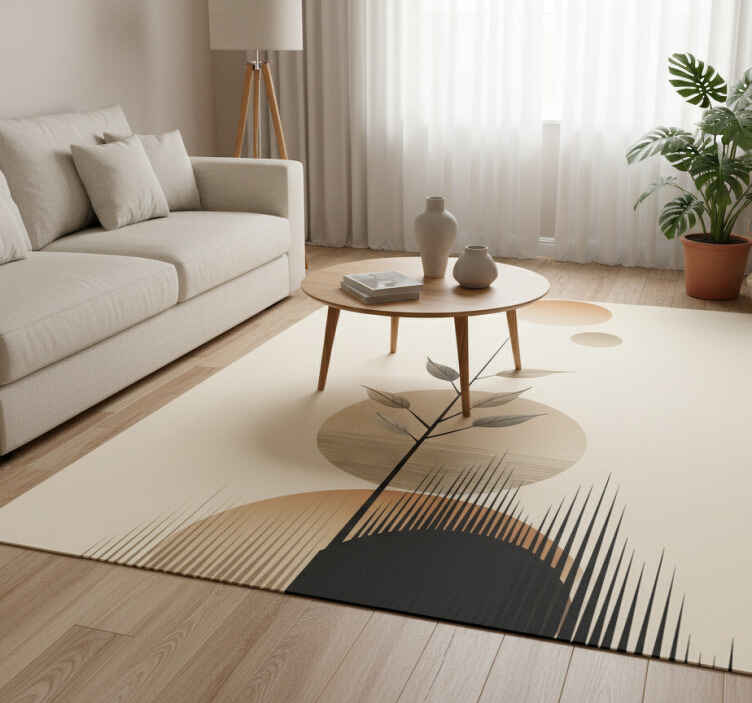 Tapis vinyle fleurs et plantes style boho abstrait - TenStickers