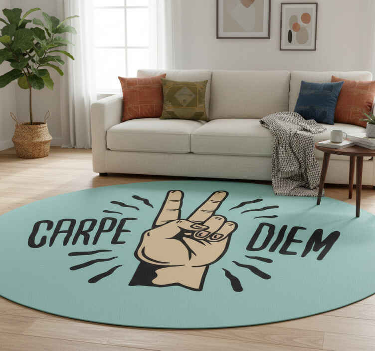 Tapis vinyle citation carpe diem main de paix - TenStickers