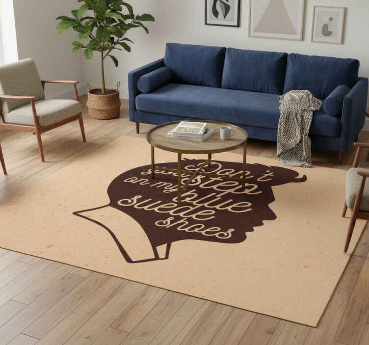 Tapis vinyle citation chaussures en daim bleu - TenStickers