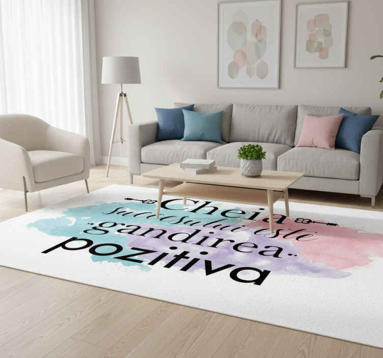 Tapis vinyle citation pensée positive essentielle - TenStickers