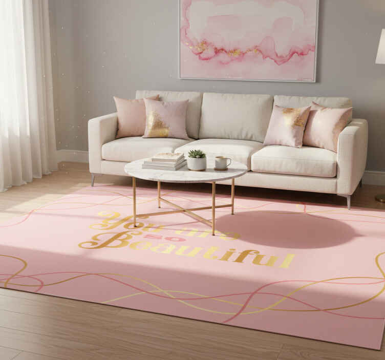 Tapis vinyle citation vous êtes belle aquarelle rose - TenStickers