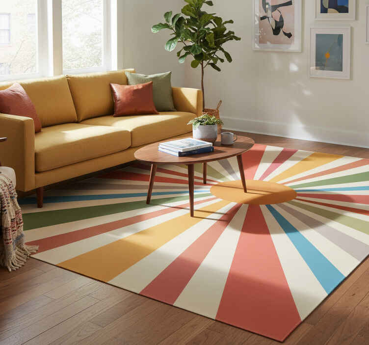 Geometrischer vinyl teppich mit buntem sonnenmotiv - TenStickers