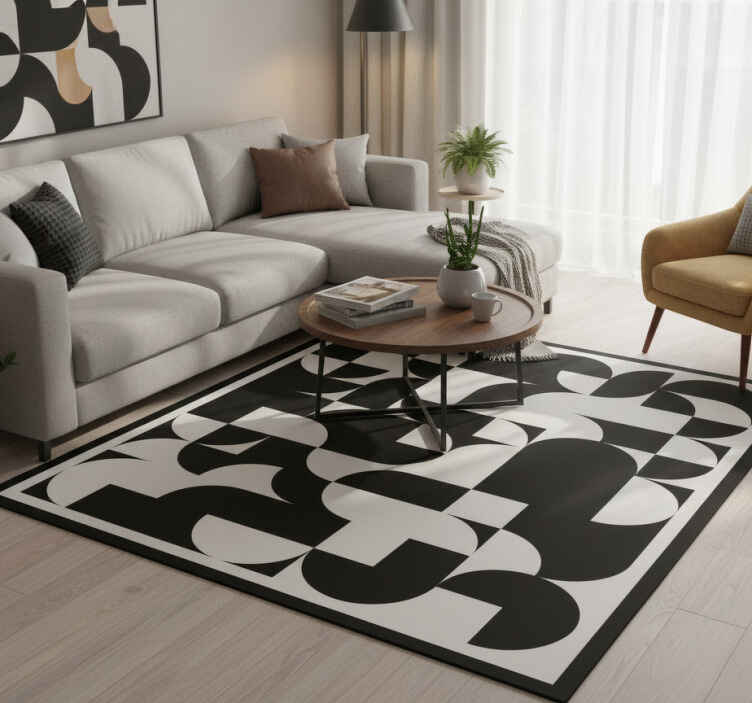 Vinyl teppich geometrisch schwarzes kreisdesign - TenStickers