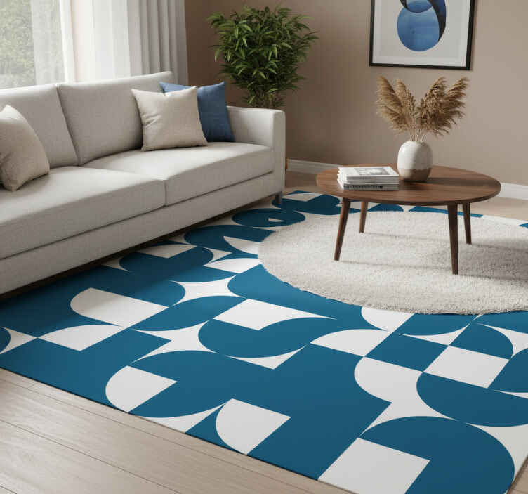 Geometrik pvc halı mavi daire sanatsal desen - TenStickers