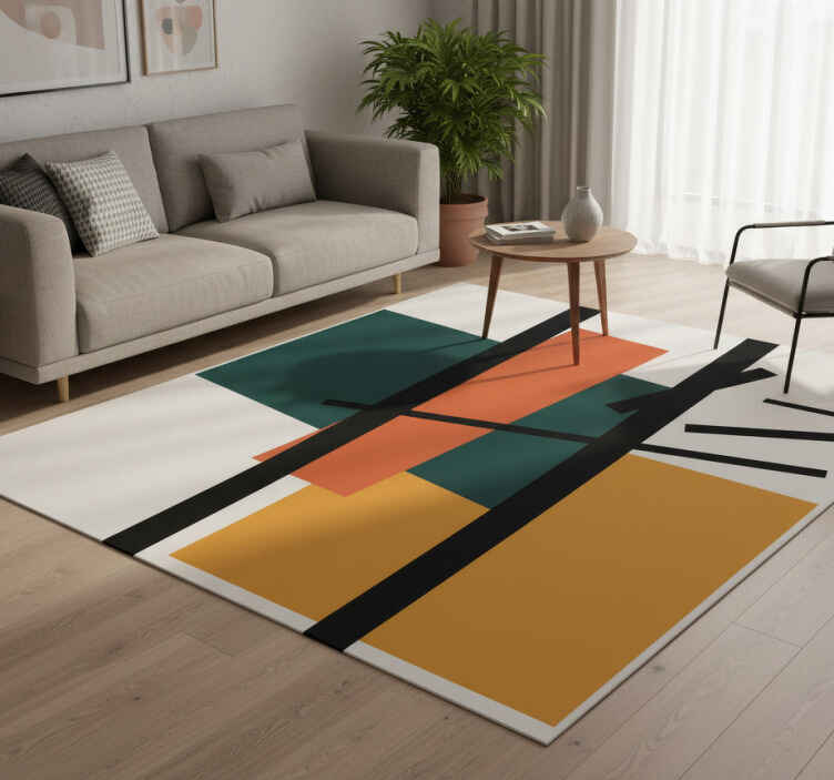 Geometrik pvc halı kareler ve dikdörtgenler soyut sanat - TenStickers