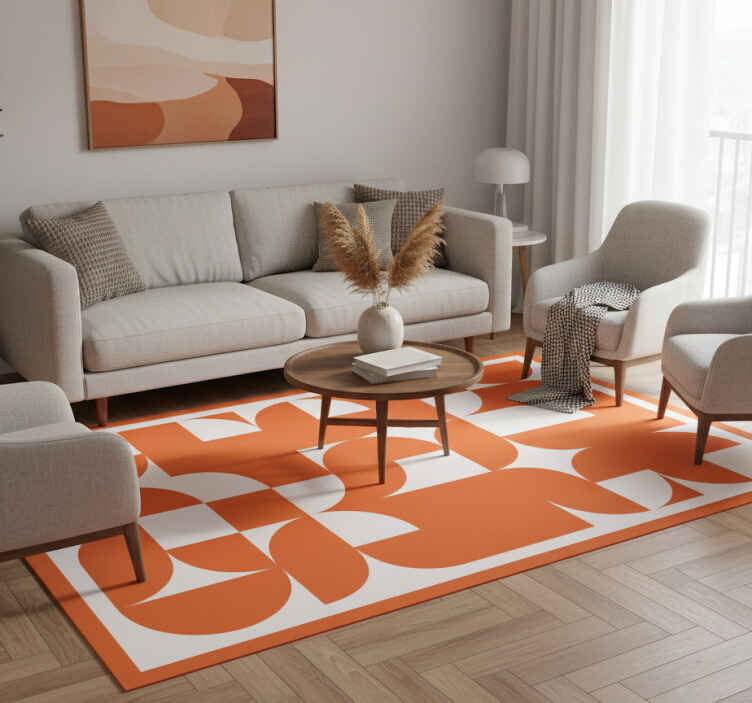 Geometrik pvc halı turuncu daire desenli sanat - TenStickers