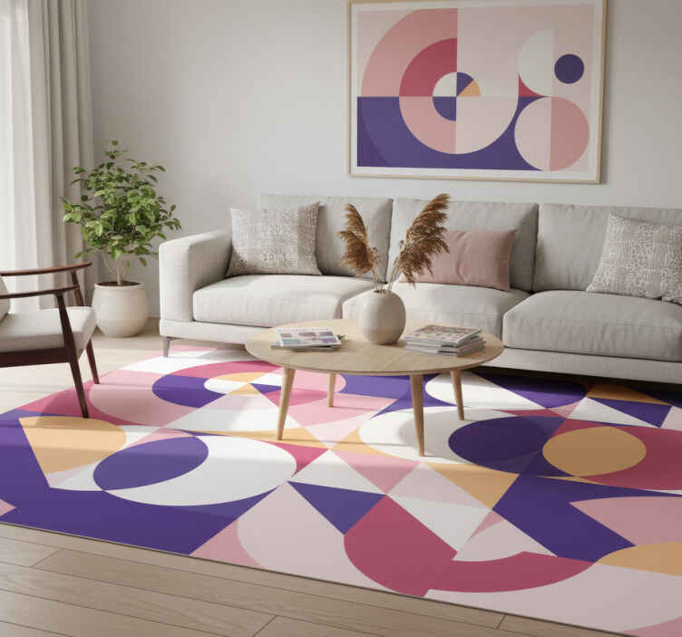 Geometric vinyl rug with abstract geometric shapes - TenStickers