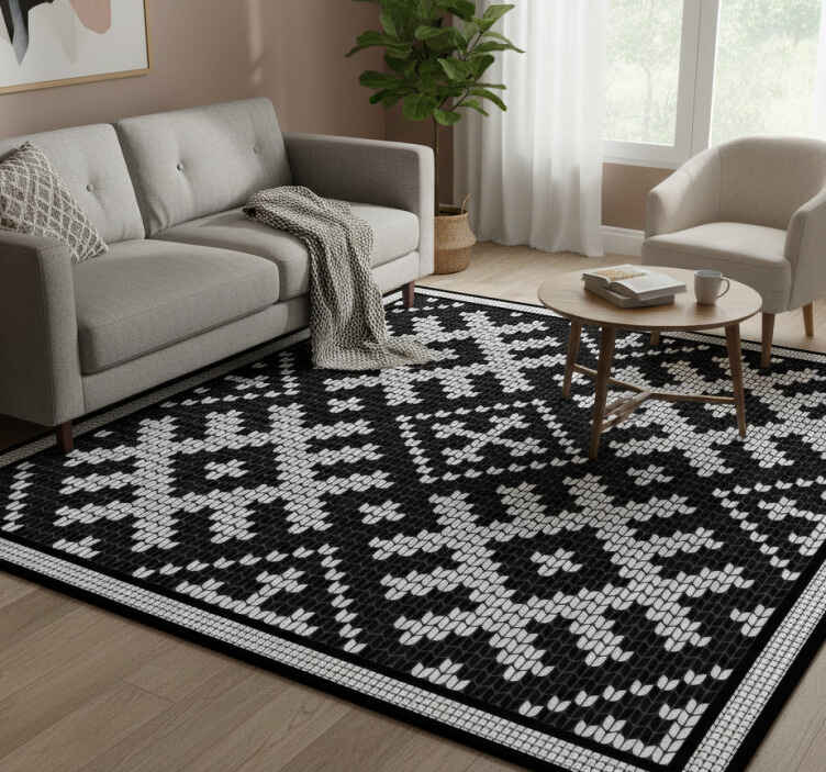 Vinyl teppich geometrisch viking kettenquadrate muster - TenStickers