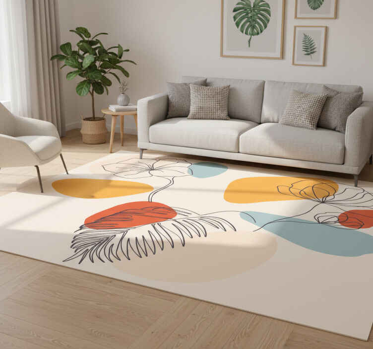 Vinyl teppich geometrisch mit botanischer wandkunst - TenStickers