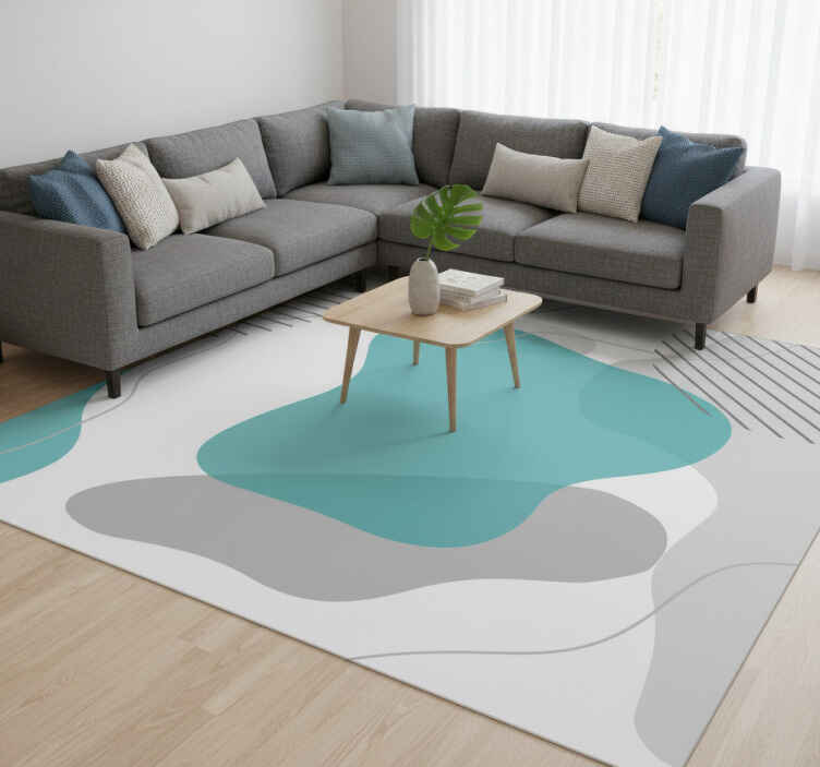 Geometrischer vinyl teppich in blau und grün - TenStickers