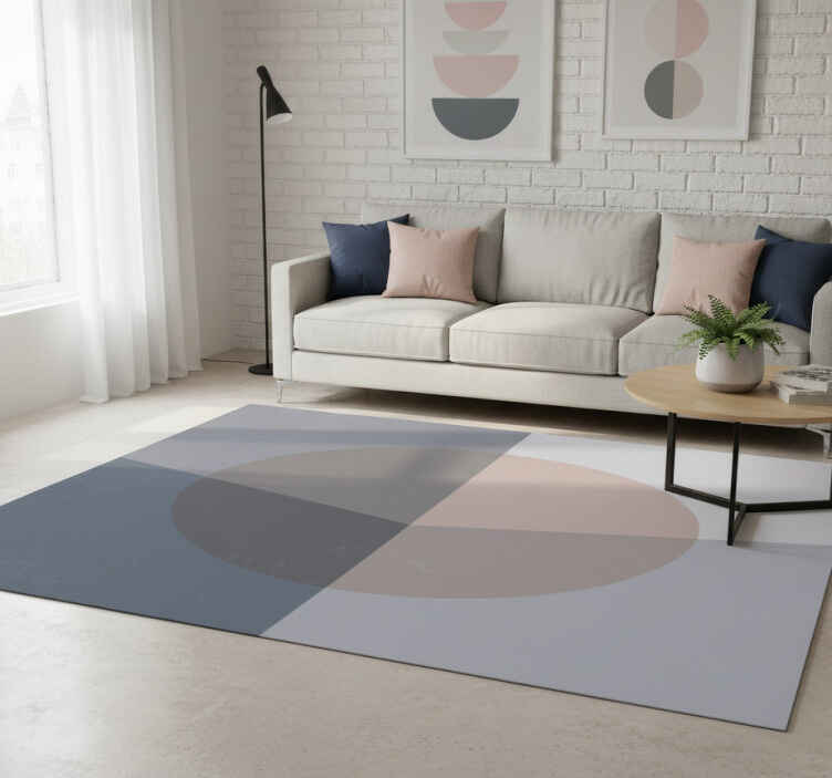 Vinyl teppich geometrisch in pink und grau - TenStickers