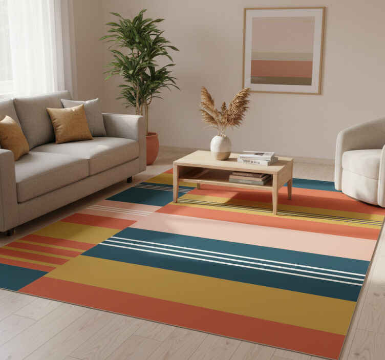 Vinyl teppich geometrisch mit abstrakten blocklinien - TenStickers