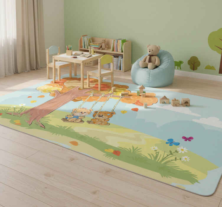 Kids carpet teddy bears in the woodland - TenStickers