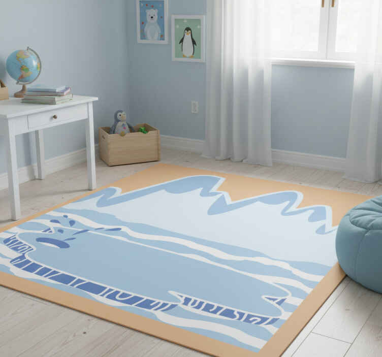 Alfombra vinílica infantil montañas de hielo azul - TenVinilo