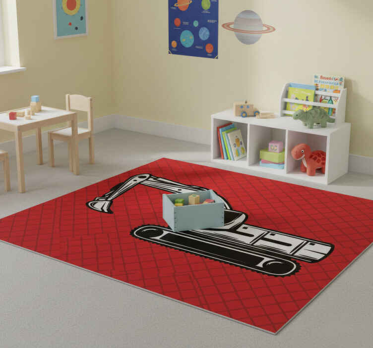 Alfombra vinílica infantil excavadora grande monocolor - TenVinilo