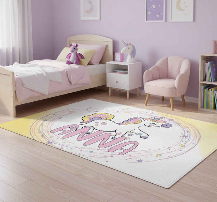 Alfombra vinílica infantil diseño de unicornio mágico - TenVinilo