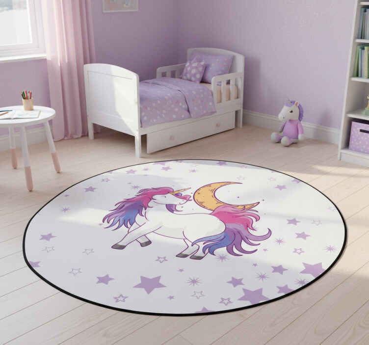 Alfombra vinílica infantil unicornio y luna - TenVinilo