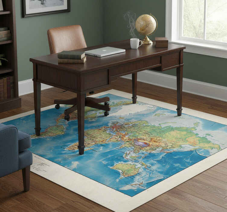 World map vinyl rug mercator style - TenStickers