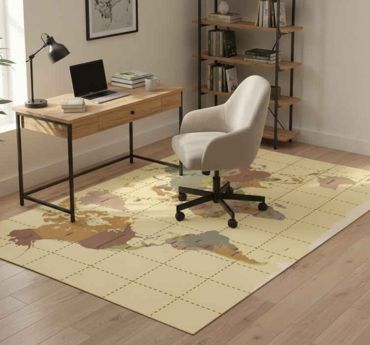 Alfombra vinílica mapamundi beige vintage - TenVinilo