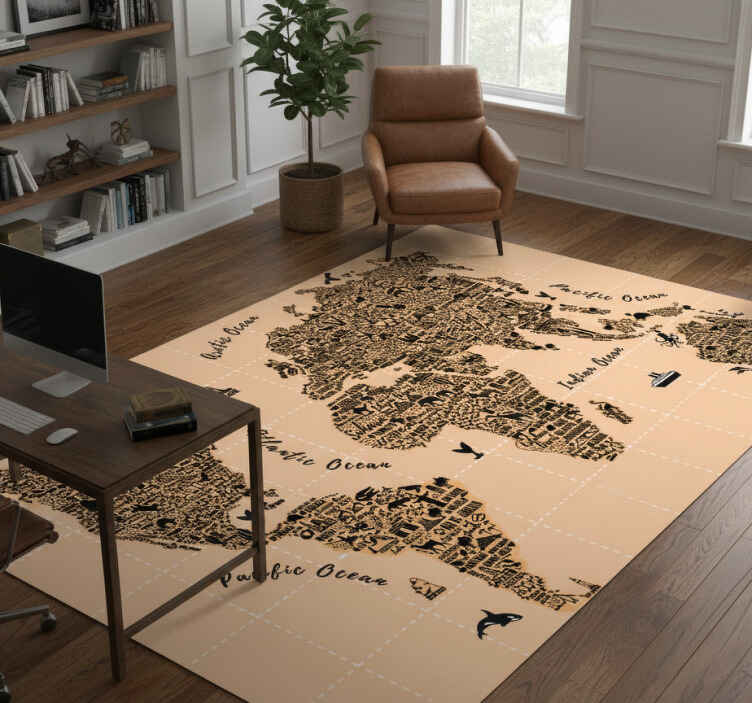 Cities world map vinyl rug - TenStickers