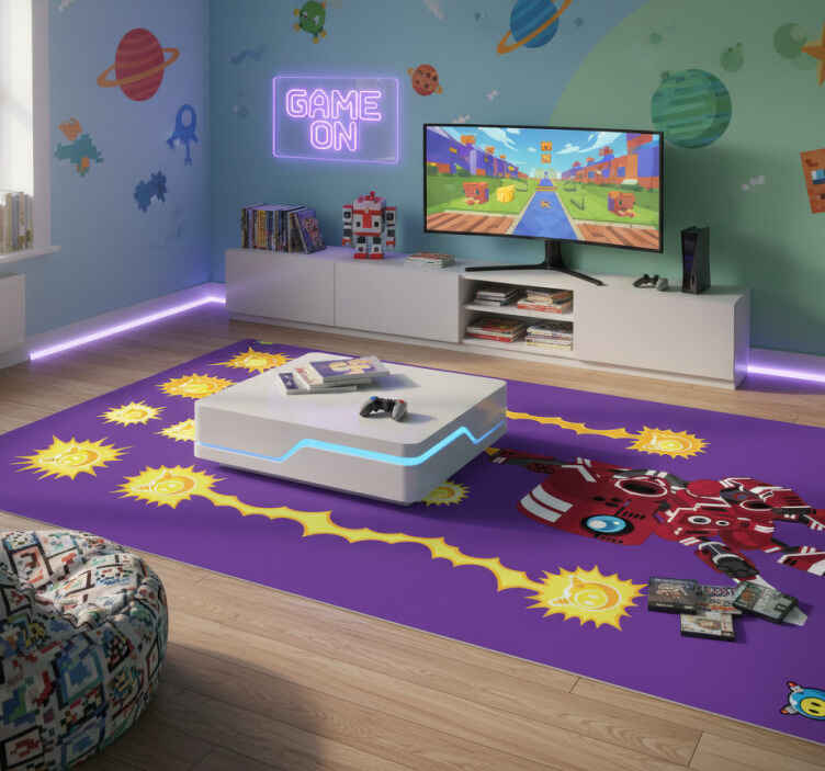 Robot shooting up game vinyl rug - TenStickers