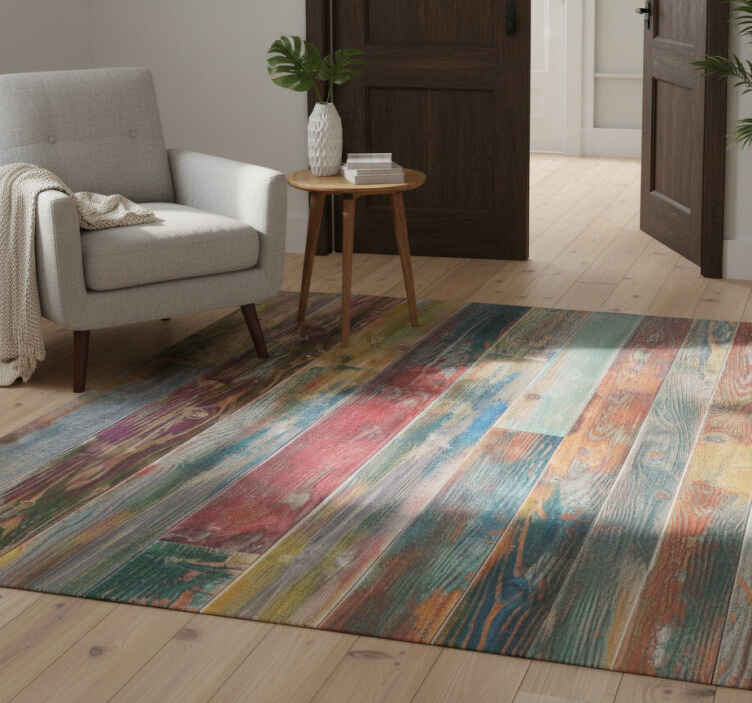 Entrance hall vinyl rug with varied wood tones - TenStickers