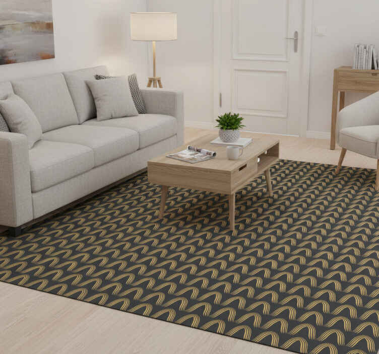 Abstract gold and grey entrance hall vinyl rug - TenStickers