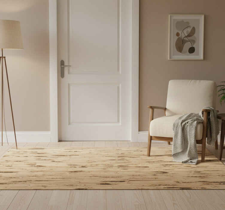 Entrance hall vinyl rug with horizontal light brown slats - TenStickers