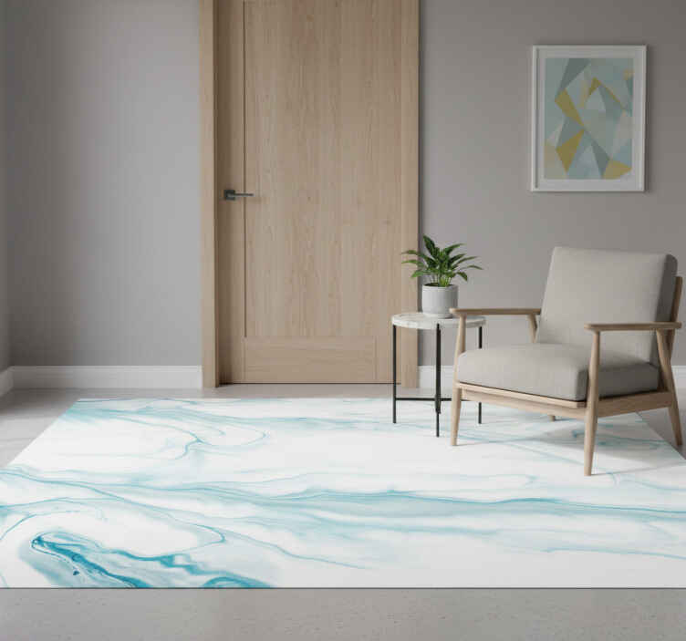 Light blue and white marble entrance hall vinyl rug - TenStickers