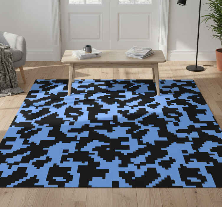 Light blue and black abstract entrance hall vinyl rug - TenStickers