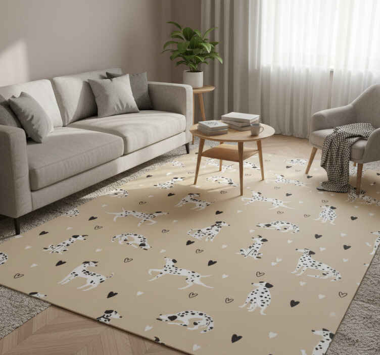 Vinyl teppich wohnzimmer mit beigem hundemuster - TenStickers