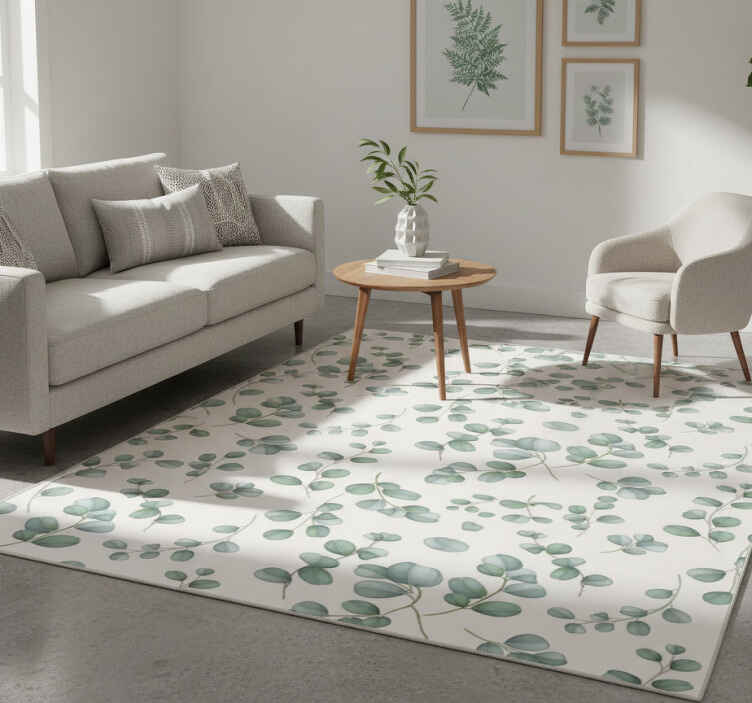 Vinyl teppich wohnzimmer aquarellblätter beige - TenStickers