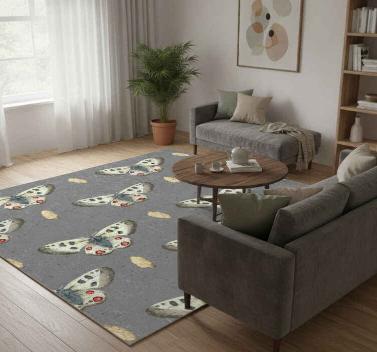 Grey vinyl carpet butterfly pattern elegance - TenStickers