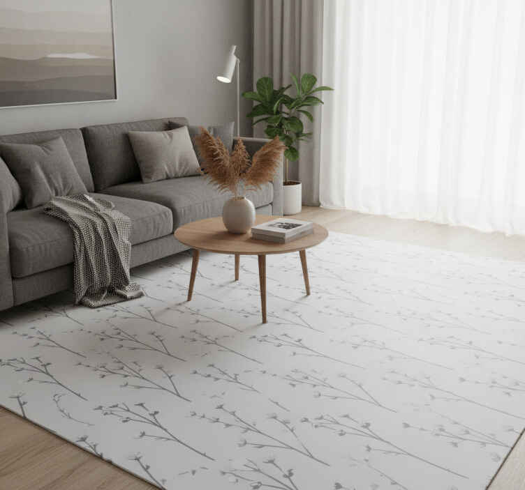 Grey vinyl rug with cotton tree design - TenStickers