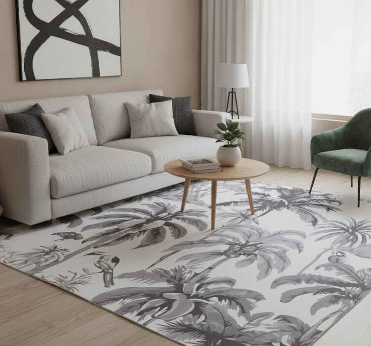 Vinyl teppich grau mit palmenmotiven - TenStickers