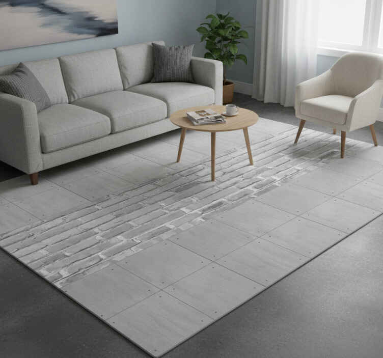 Gray vinyl rug concrete panels design - TenStickers