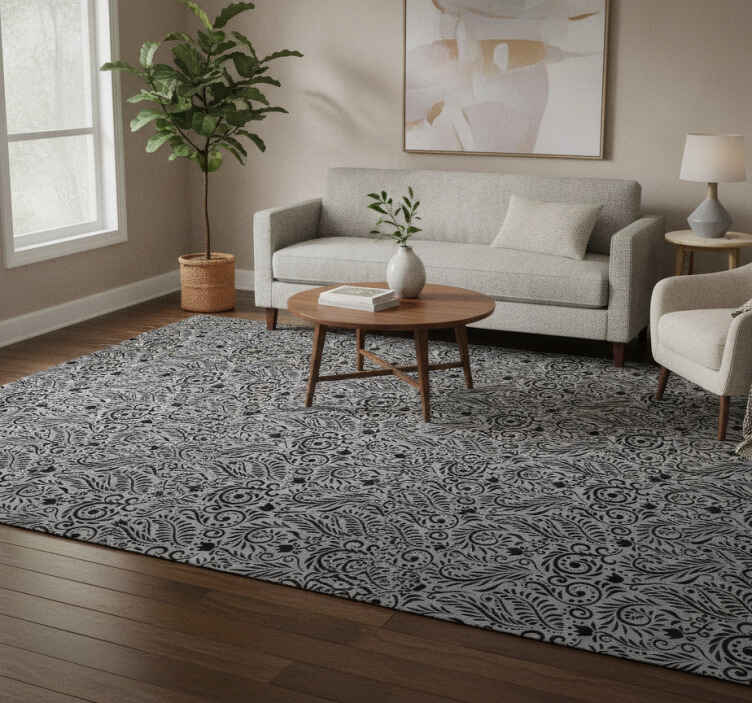 Grey vinyl carpet with decorative swirl patterns - TenStickers