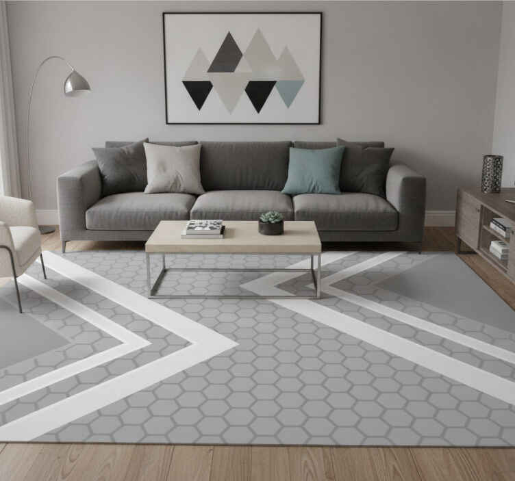 Gray vinyl rug with memorable grey lines - TenStickers
