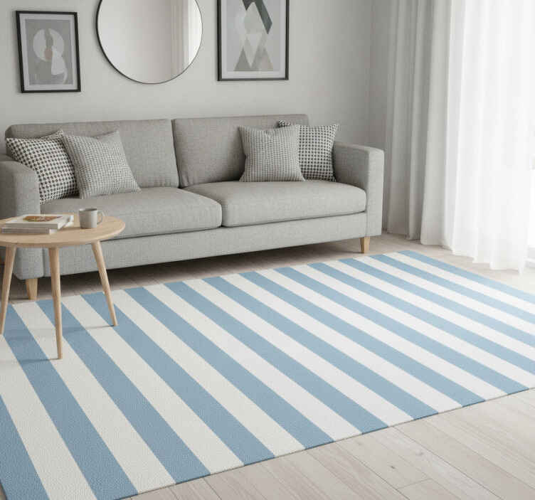 Alfombra vinílica pasillo azul y blanco nórdico - TenVinilo