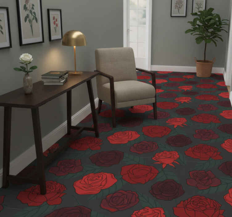 Hall vinyl rug with multiple roses and leaves - TenStickers