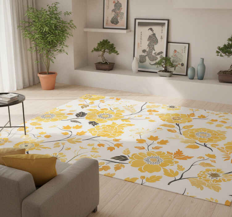 Yellow vinyl rug in japanese aesthetic design - TenStickers