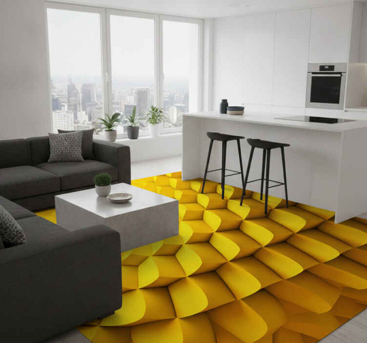 Yellow vinyl carpet with futuristic geometry design - TenStickers