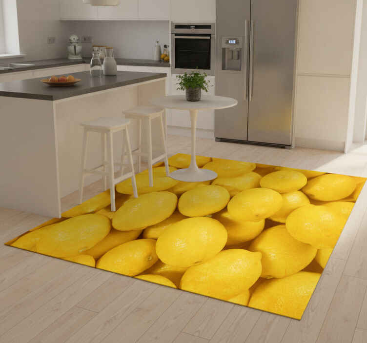 Yellow vinyl rug with lemons design - TenStickers