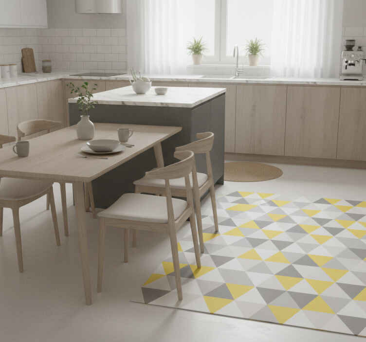 Vinyl teppich gelb mit gelben und grauen dreiecken - TenStickers
