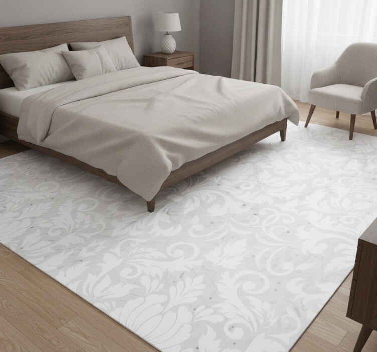 Tapis vinyle blanc élégance florale - TenStickers