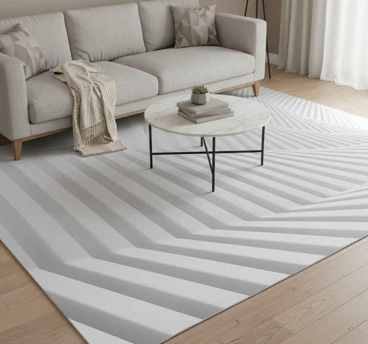 Tapis vinyle blanc vagues géométriques abstraites - TenStickers