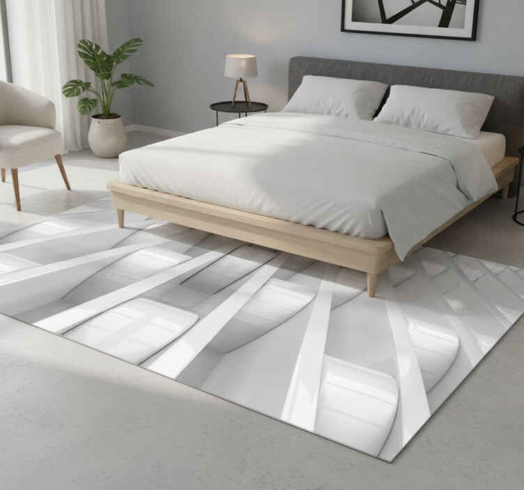 Tapis vinyle blanc design géométrique 3d - TenStickers