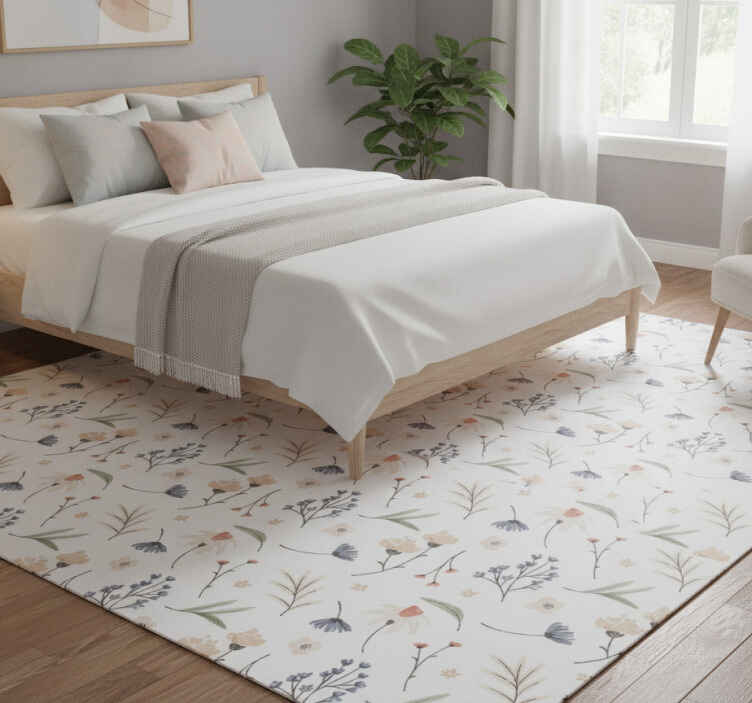 Vinyl teppe hvit akvarell blomsterdesign - Tenstickers