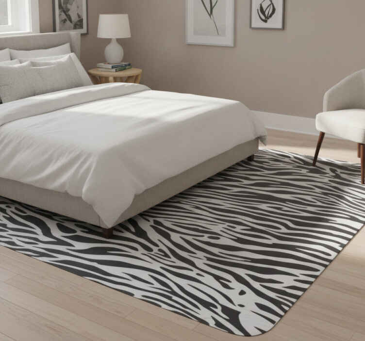 Tapis vinyle blanc motif zèbre - TenStickers